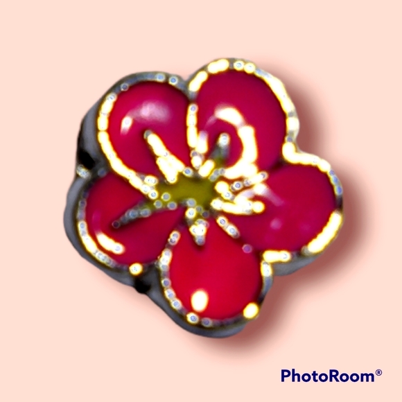 Red Flower Floating Charm - Picture 1 of 1